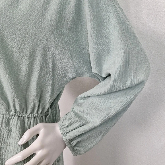 Calvin Klein Sage Green Coquette Preppy V-Neck Button Front Shirt Dress Size 4 - Picture 3 of 10